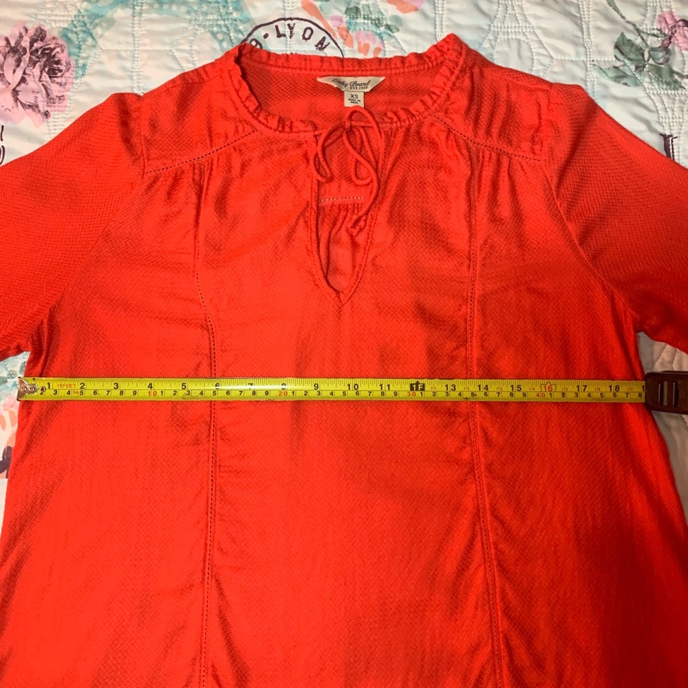 Lucky Brand Boho Tie Neck Knit Peasant Blouse - Picture 3 of 8